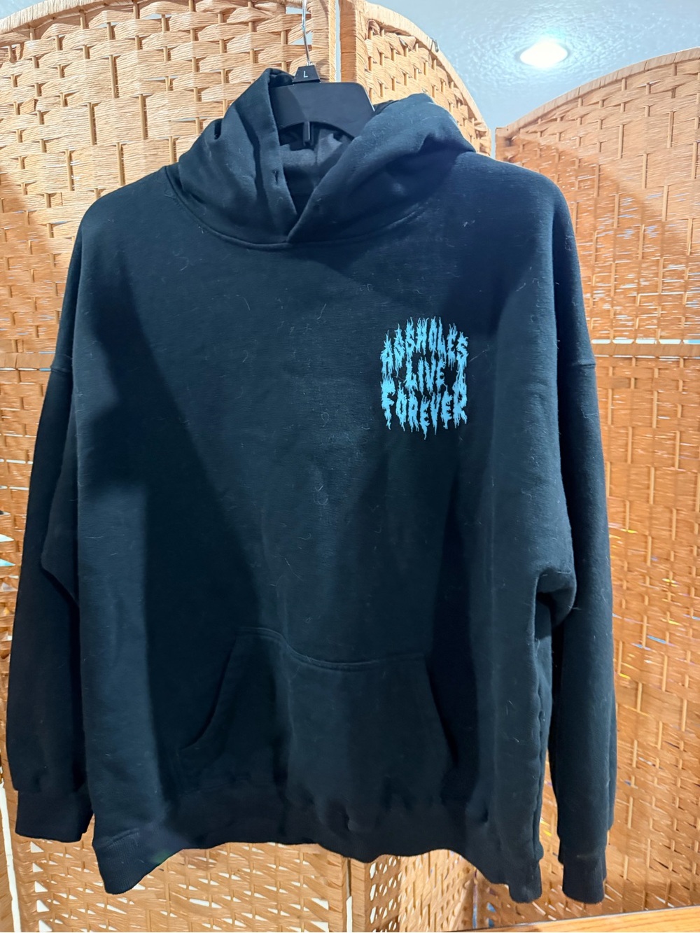 Black Lightweight Hoodie Jacket with Blue Graphic
